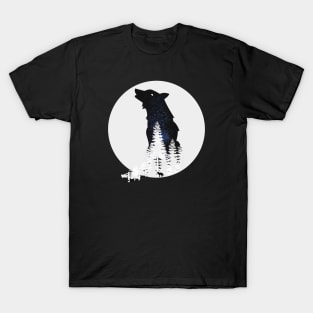 Minimalist Wolf Double Exposure Aesthetic T-Shirt